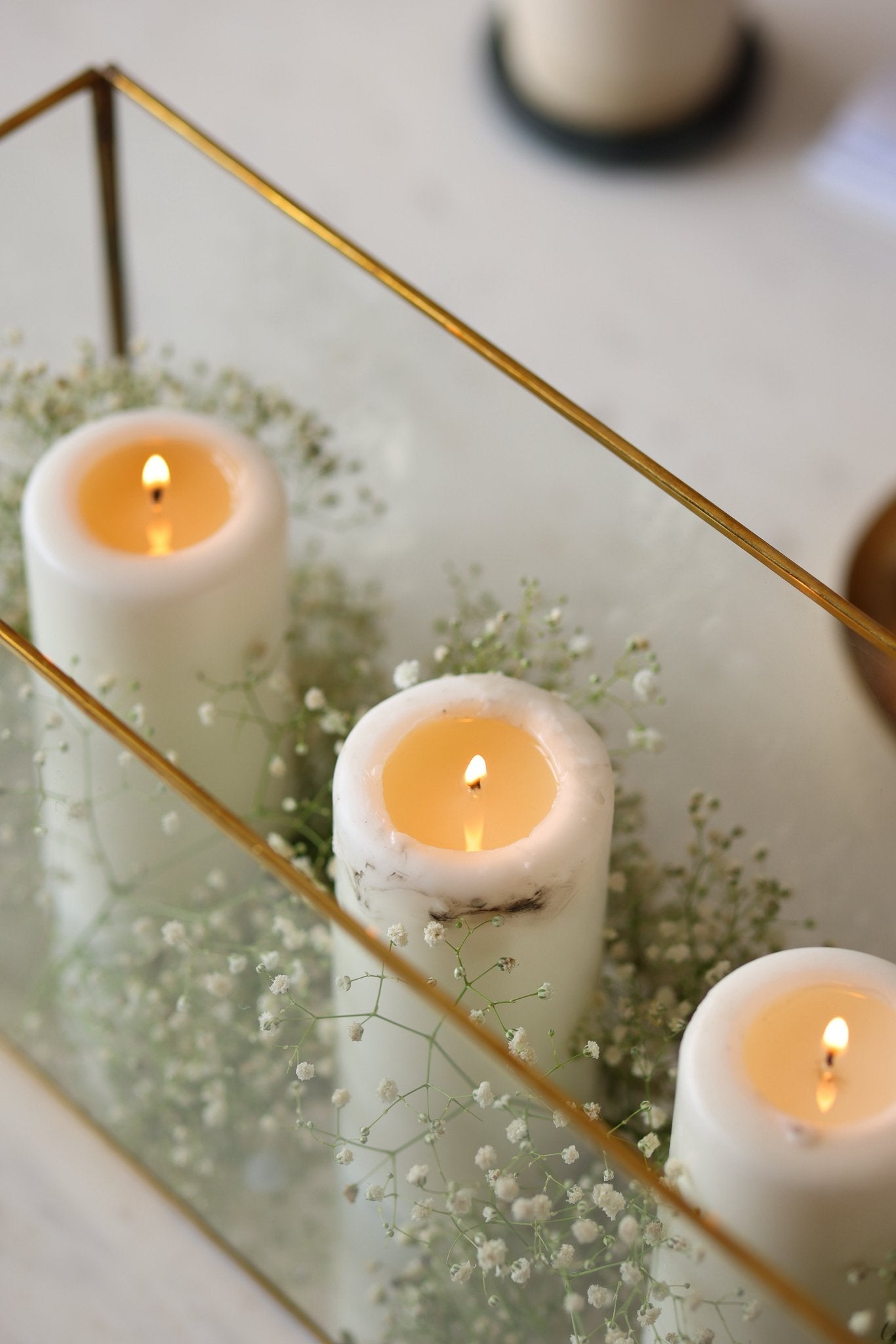 Clear Glass & Brass Lantern, Rectangle Close Up - Fleck
