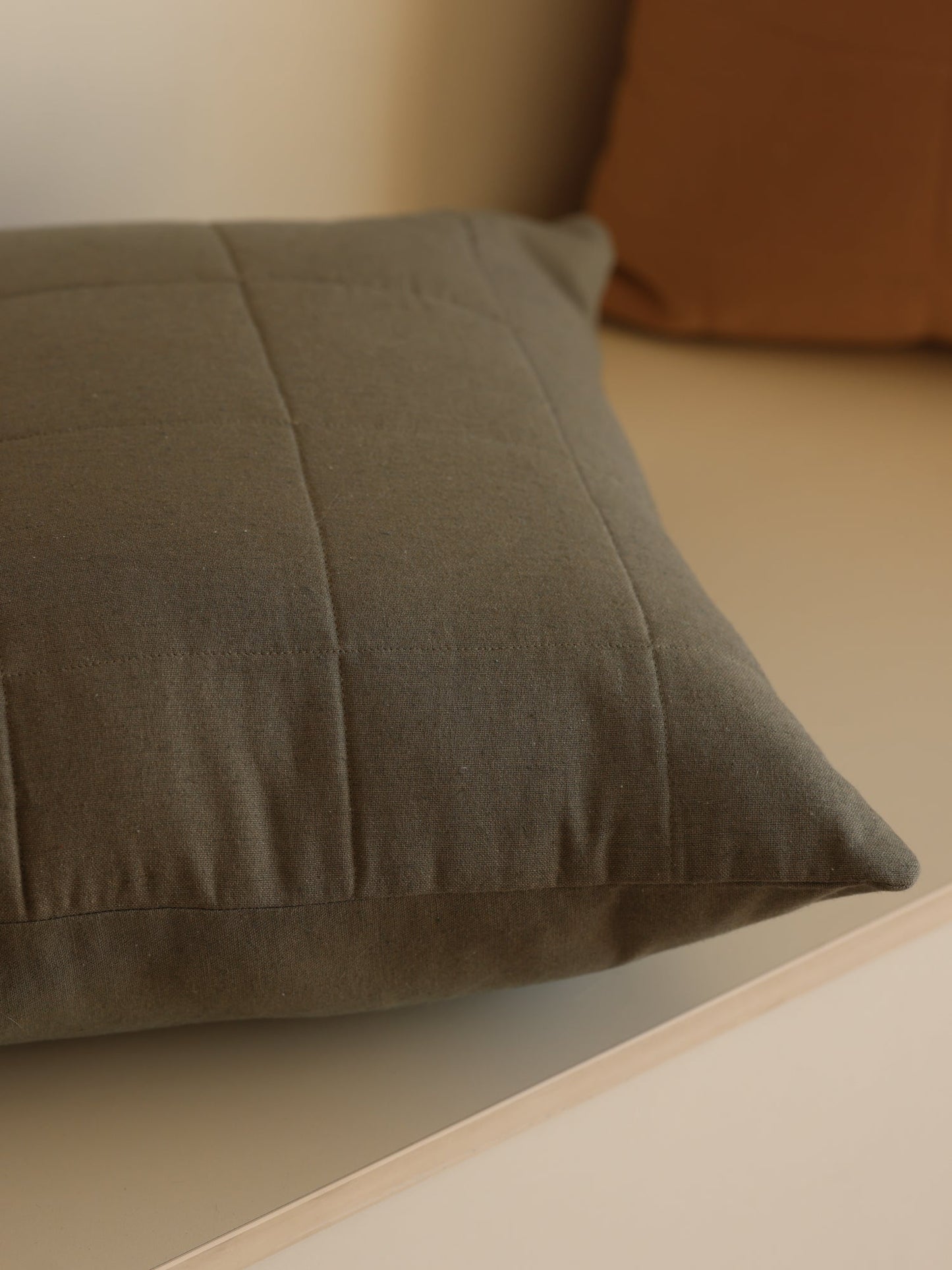 Quilted Cushion Cover, Vetiver
