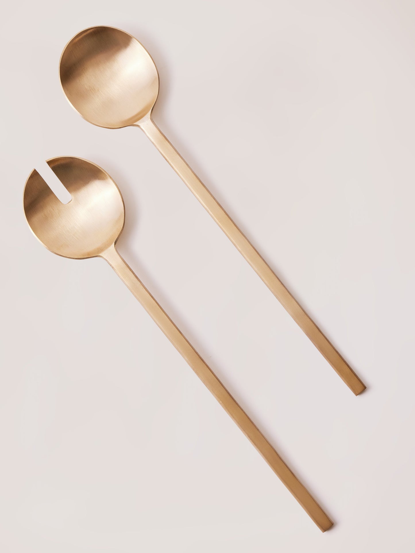 Champagne brass salad servers