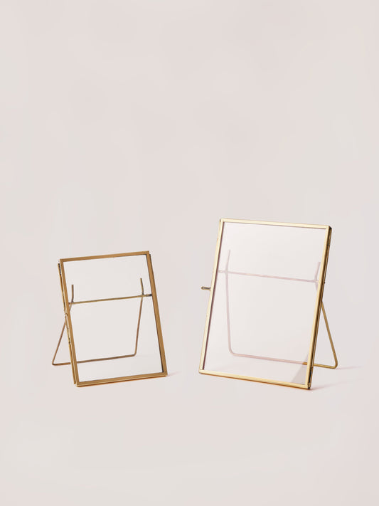 Fleck Photo Frames Set, Brass & Glass