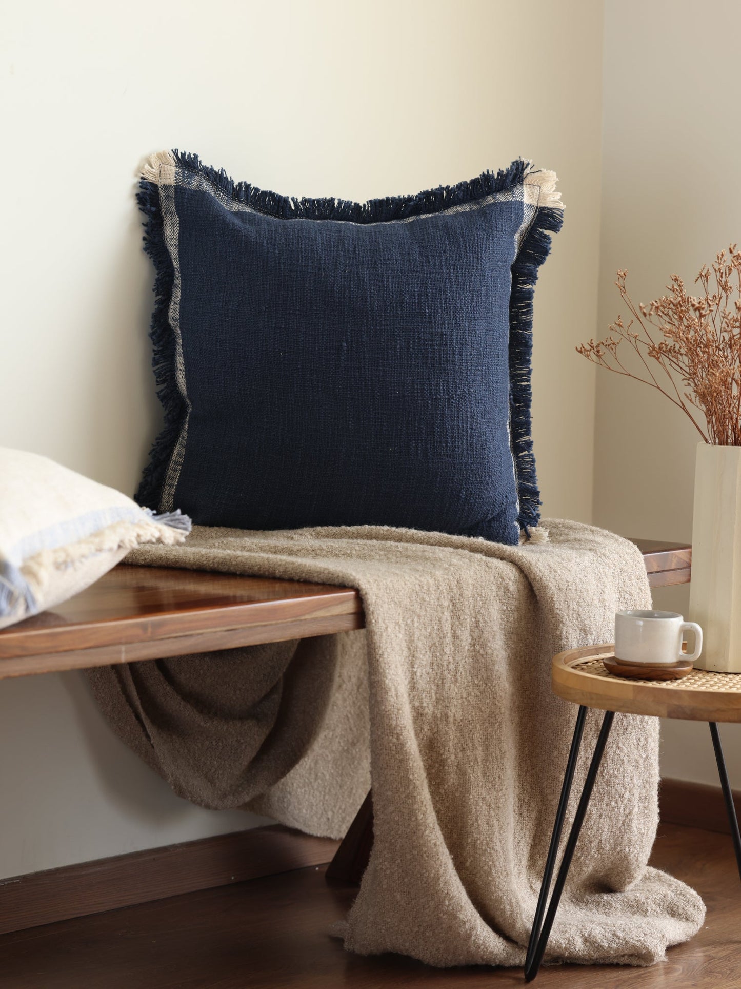 Woven Cushion Cover, Serene Blue