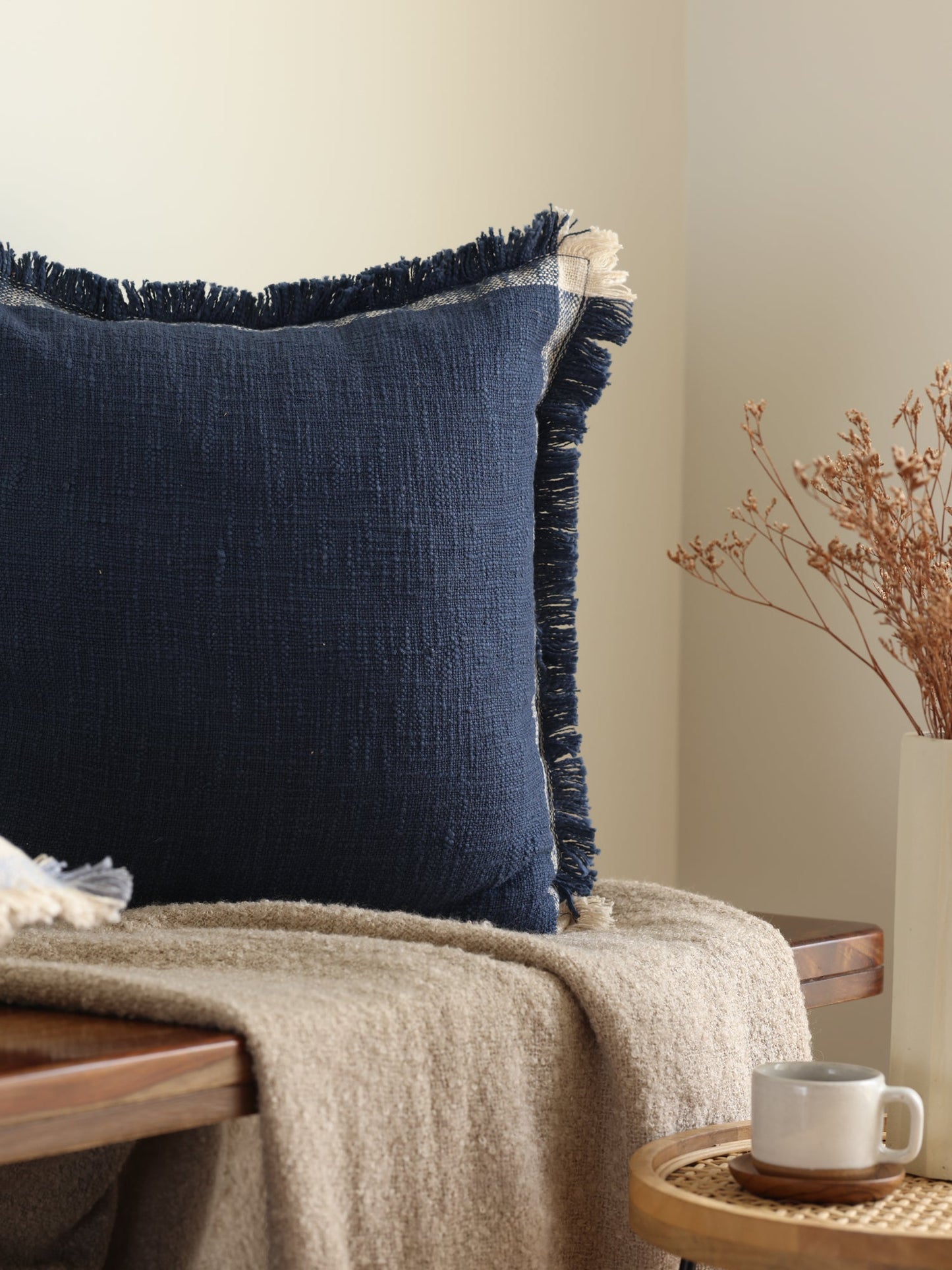 Woven Cushion Cover, Serene Blue