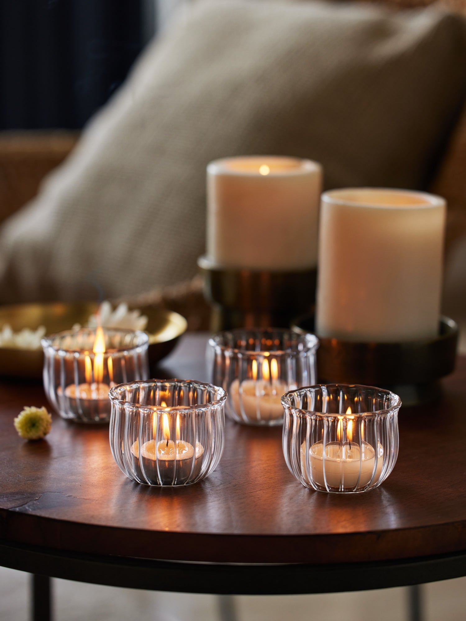 glass tealight holder set of 4