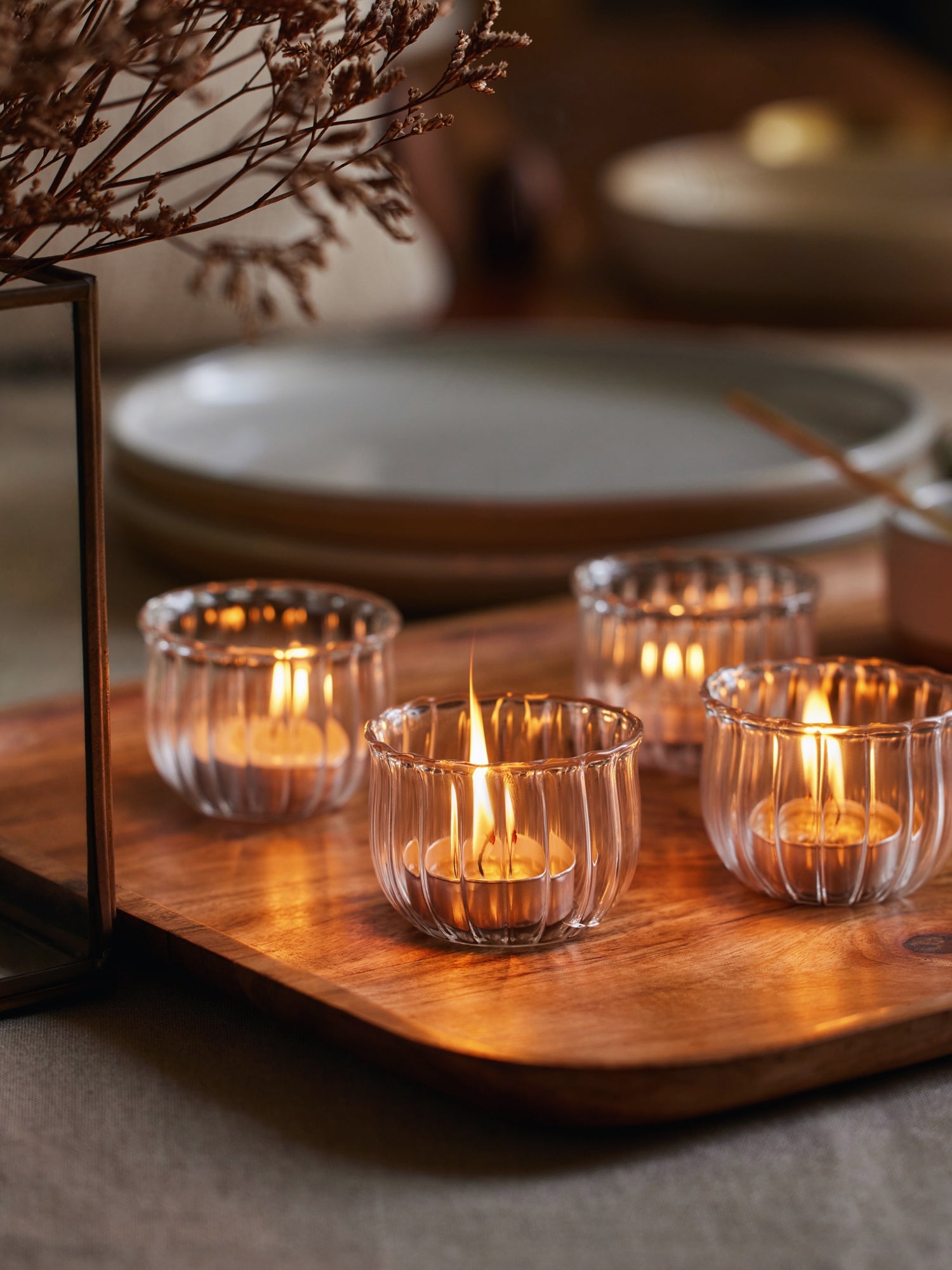 glass tealight holder set